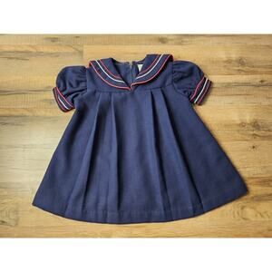 Little Bitty 1980's Vintage Sailor Dress Baby Girl 18 Months Made in USA
